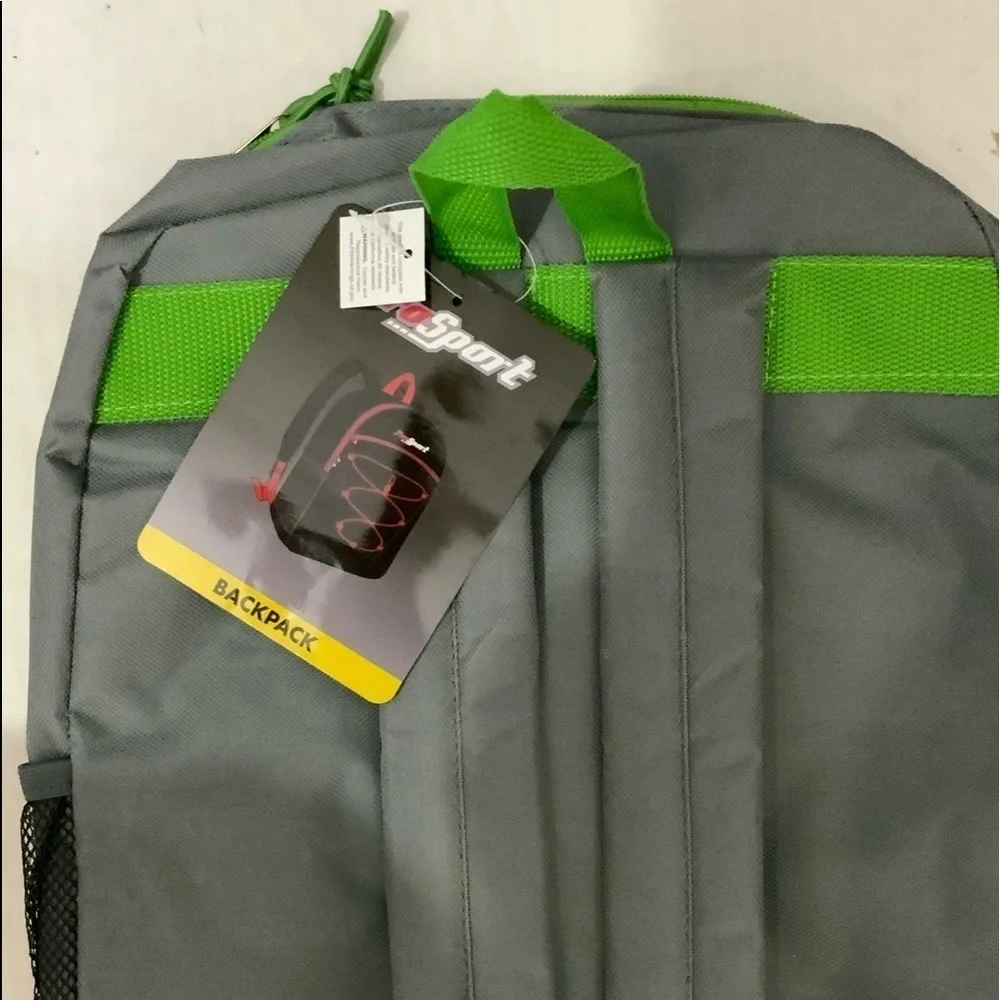 Pro Sport Backpack Day Hike School Book Bag Adjustable Padded Straps Grey Green